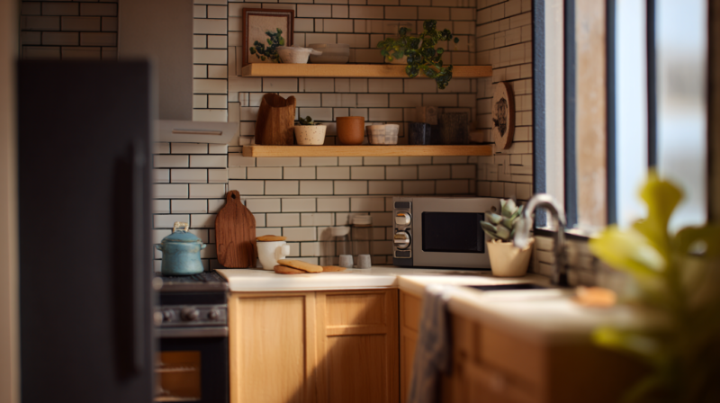 Uređenje male kuhinje može biti toplije i prijatnije uz upotrebu prirodnih materijala kao što su svetlo drvo ili bambus.